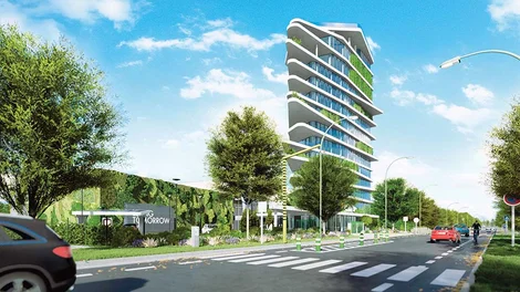 Modelo de ciudad resiliente que integra soluciones y diseño urbano para una gestión sostenible del agua.