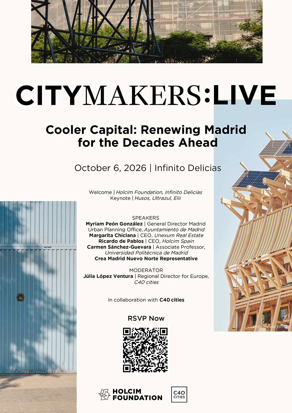 Cartel presentación Holcim Foundation citymakers live Madrid en Infinito Delicias
