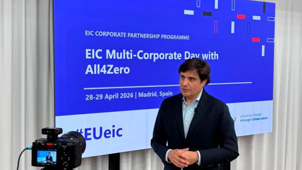 Mariano García Hoyos, director de Sostenibilidad de Holcim España y vicepresidente de All4Zero, durante su presentación en el Multi-Corporate Day del EIC y All4Zero.